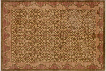 handmade Transitional Kafkaz Chobi Ziegler Green Brown Hand Knotted RECTANGLE 100% WOOL area rug 9 x 12